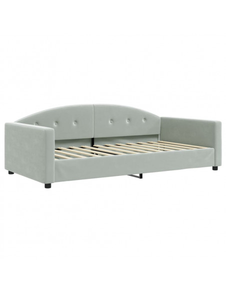 Letto da Giorno Grigio Chiaro 100x200 cm in Velluto