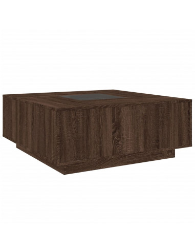 Tavolino Salotto con LED Infinity Rovere Marrone 100x100x40 cm