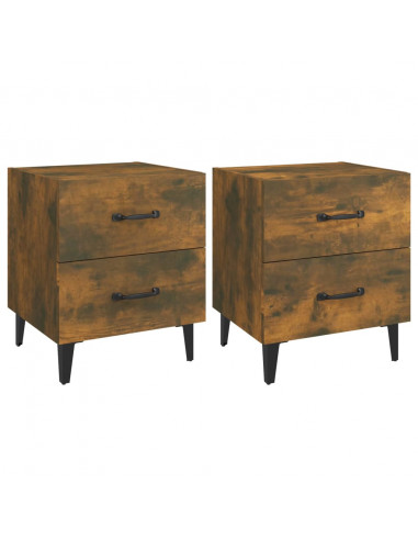 Comodini 2 pz Rovere Fumo 40x35x47,5 cm
