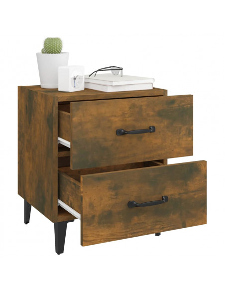 Comodini 2 pz Rovere Fumo 40x35x47,5 cm