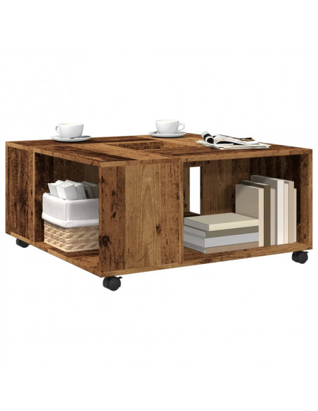 Tavolino da Salotto Legno Vecchio 80x80x40 cm in Truciolato