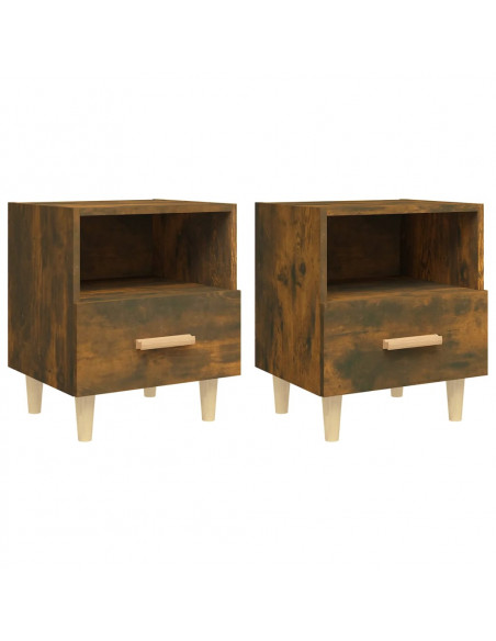 Comodini 2 pz Rovere Fumo 40x35x47 cm