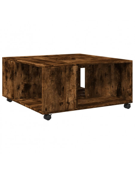 Tavolino da Salotto Rovere Fumo 80x80x40cm in Legno Multistrato