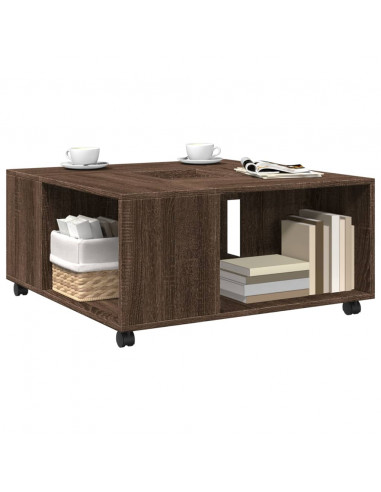 Tavolino da Salotto Rovere Marrone 80x80x40cm Legno Multistrato