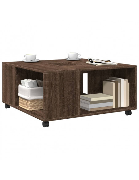 Tavolino da Salotto Rovere Marrone 80x80x40cm Legno Multistrato