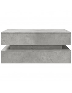 Tavolino da Soggiorno con Luci LED Grigio Cemento 90x50x40 cm 2