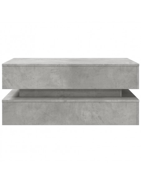 Tavolino da Soggiorno con Luci LED Grigio Cemento 90x50x40 cm