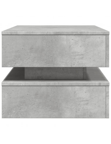 Tavolino da Soggiorno con Luci LED Grigio Cemento 90x50x40 cm