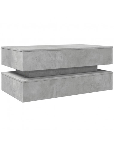 Tavolino da Soggiorno con Luci LED Grigio Cemento 90x50x40 cm