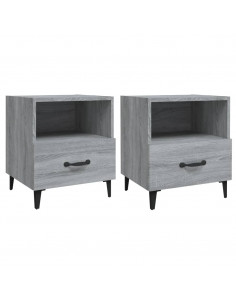 Comodini 2 pz Grigio Sonoma in Legno Multistrato 2