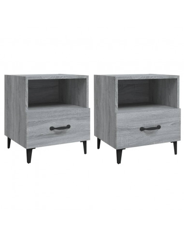 Comodini 2 pz Grigio Sonoma in Legno Multistrato