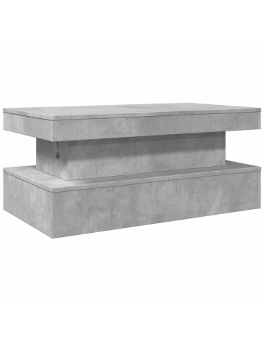 Tavolino da Soggiorno con Luci LED Grigio Cemento 90x50x40 cm