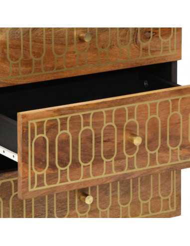 Comodino 50x33x62 cm in Legno Massello di Mango