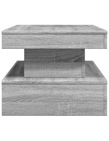 Tavolino da Soggiorno con Luci LED Grigio Sonoma 90x50x40 cm
