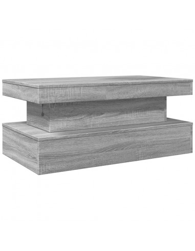 Tavolino da Soggiorno con Luci LED Grigio Sonoma 90x50x40 cm