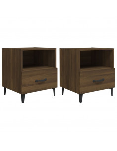 Comodini 2 pz Rovere Marrone in Legno Multistrato 2