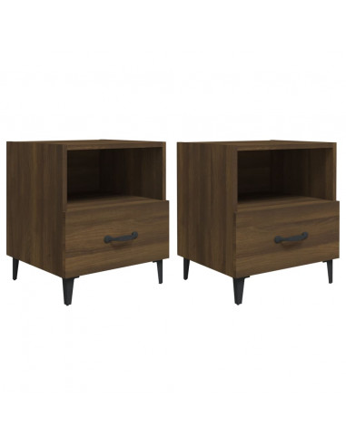 Comodini 2 pz Rovere Marrone in Legno Multistrato