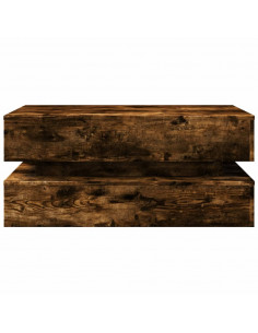 Tavolino da Soggiorno con Luci LED Rovere Fumo 90x50x40 cm 2