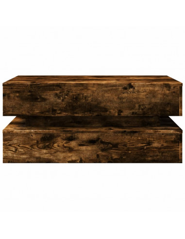 Tavolino da Soggiorno con Luci LED Rovere Fumo 90x50x40 cm