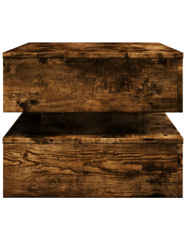 Tavolino da Soggiorno con Luci LED Rovere Fumo 90x50x40 cm