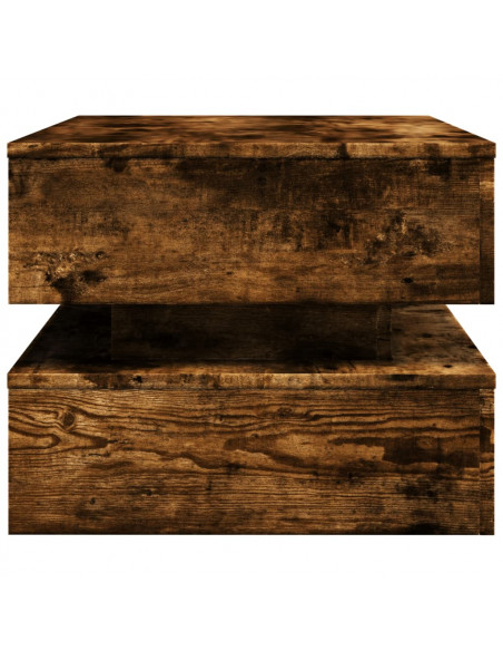 Tavolino da Soggiorno con Luci LED Rovere Fumo 90x50x40 cm