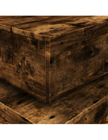 Tavolino da Soggiorno con Luci LED Rovere Fumo 90x50x40 cm