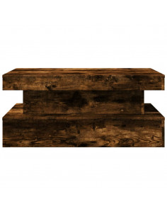 Tavolino da Soggiorno con Luci LED Rovere Fumo 90x50x40 cm 2
