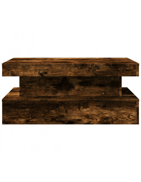 Tavolino da Soggiorno con Luci LED Rovere Fumo 90x50x40 cm