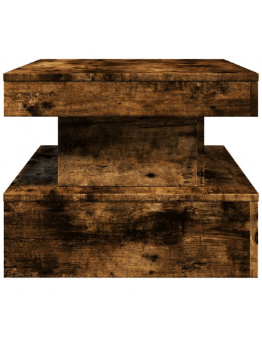 Tavolino da Soggiorno con Luci LED Rovere Fumo 90x50x40 cm