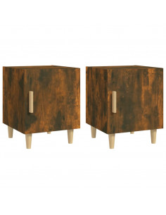 Comodini 2 pz Rovere Fumo in Legno Multistrato 2