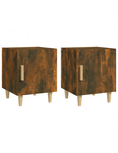 Comodini 2 pz Rovere Fumo in Legno Multistrato