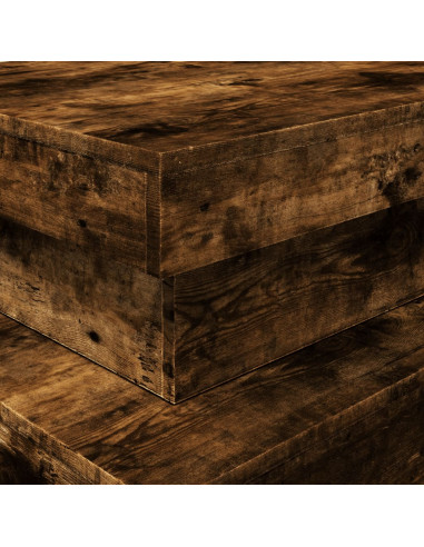 Tavolino da Soggiorno con Luci LED Rovere Fumo 90x50x40 cm