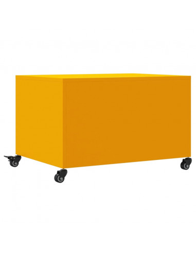 Tavolino Giallo Senape 68x50x43,5 cm Acciaio Laminato a Freddo