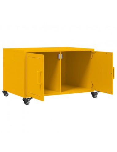 Tavolino Giallo Senape 68x50x43,5 cm Acciaio Laminato a Freddo