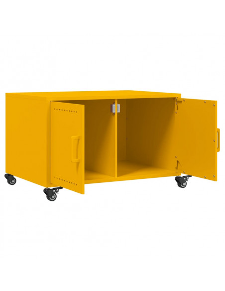 Tavolino Giallo Senape 68x50x43,5 cm Acciaio Laminato a Freddo