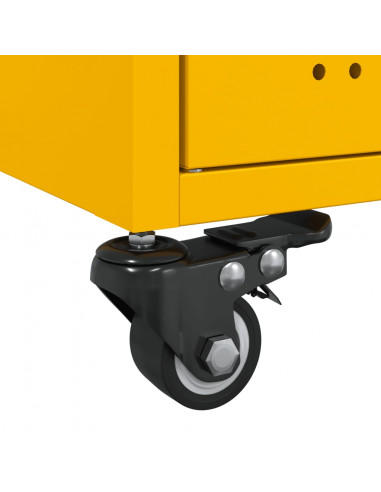 Tavolino Giallo Senape 68x50x43,5 cm Acciaio Laminato a Freddo