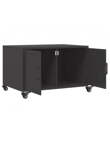 Tavolino Nero 68x50x43,5 cm in Acciaio Laminato a Freddo