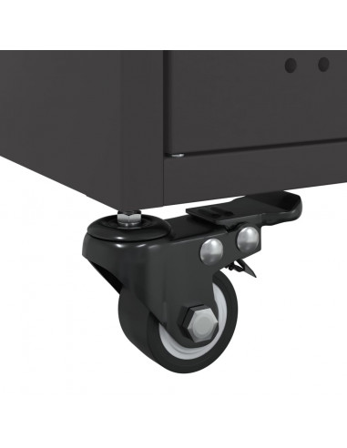 Tavolino Nero 68x50x43,5 cm in Acciaio Laminato a Freddo