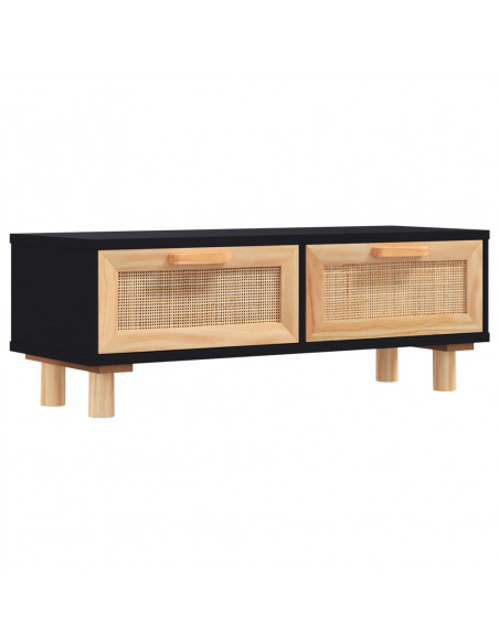 Tavolino Nero 80x40x30 cm Legno Multistrato e Massello di Pino
