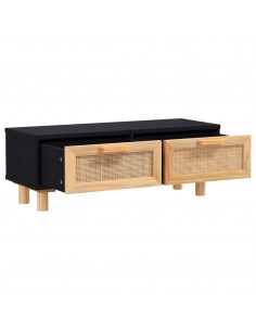 Tavolino Nero 80x40x30 cm Legno Multistrato e Massello di Pino 2