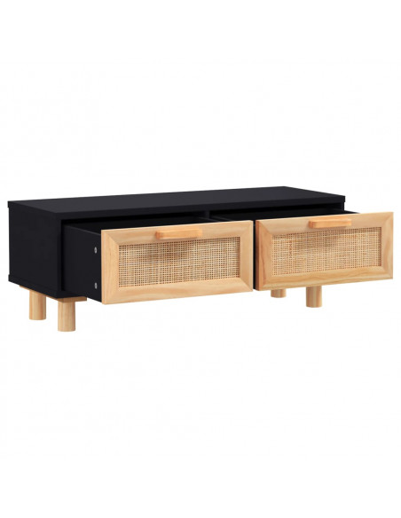 Tavolino Nero 80x40x30 cm Legno Multistrato e Massello di Pino