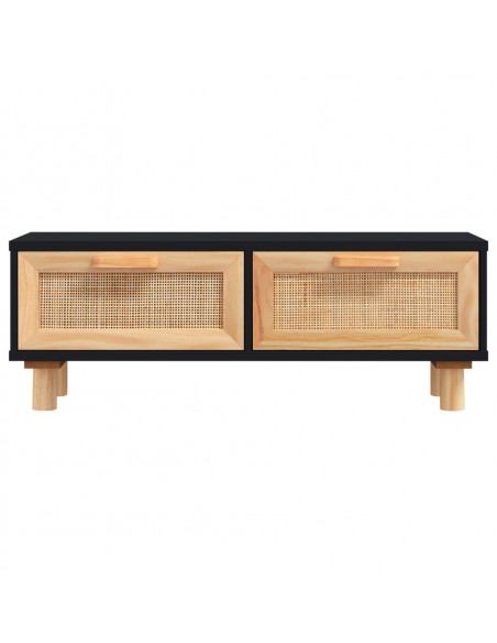 Tavolino Nero 80x40x30 cm Legno Multistrato e Massello di Pino