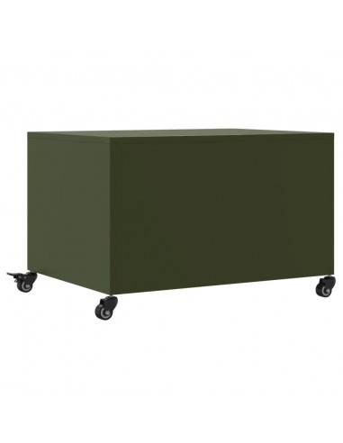 Tavolino Verde Oliva 68x50x43,5 cm in Acciaio Laminato a Freddo
