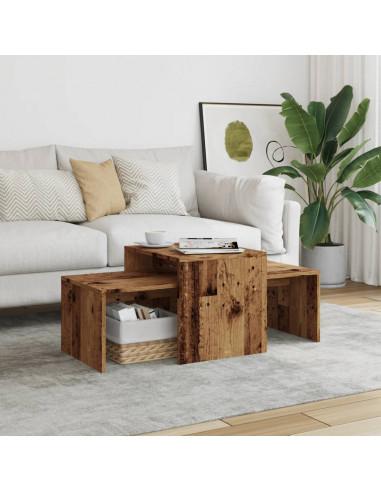 Tavolino da Salotto Legno Vecchio 100x48x40 cm in Truciolato