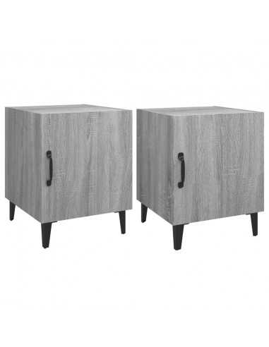 Comodini 2 pz Grigio Sonoma in Legno Multistrato