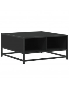 Tavolino da Salotto Nero 60,5x60,5x30cm Truciolato e Metallo 2