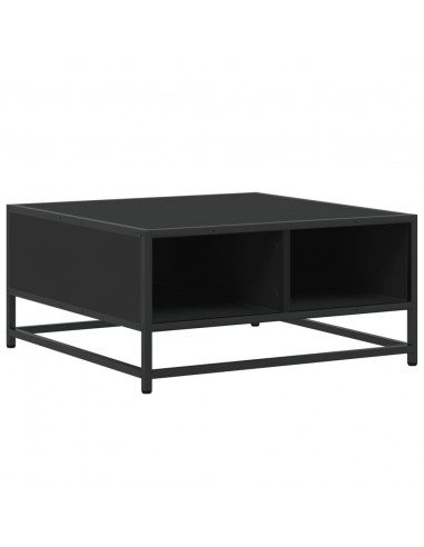 Tavolino da Salotto Nero 60,5x60,5x30cm Truciolato e Metallo