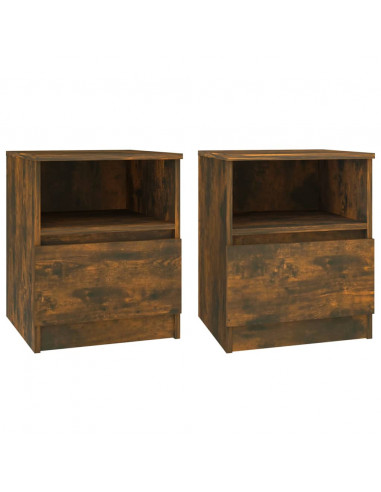 Comodini 2 pz Rovere Fumo 40x40x50 cm in Legno Multistrato