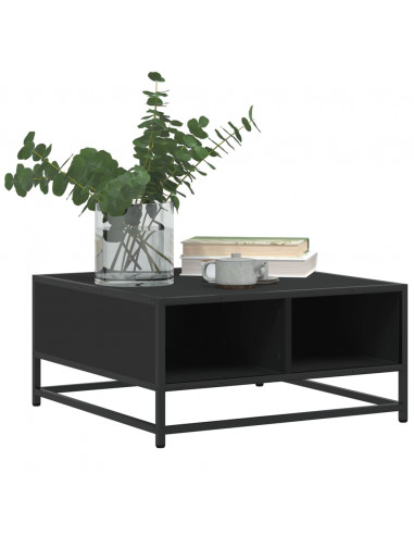 Tavolino da Salotto Nero 60,5x60,5x30cm Truciolato e Metallo