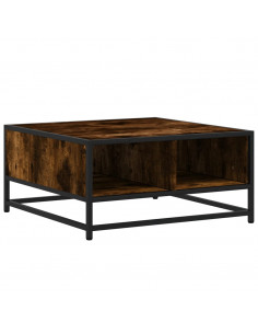Tavolino Rovere Fumo 60,5x60,5x30 cm in Truciolato e Metallo 2